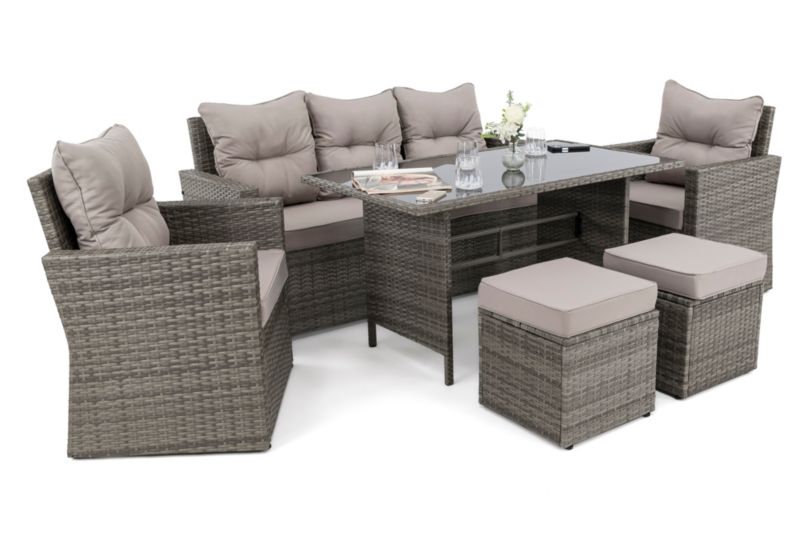 Zestaw mebli ogrodowych MebleMWM Monako technorattan szary poduszki szare-03 1 kpl.