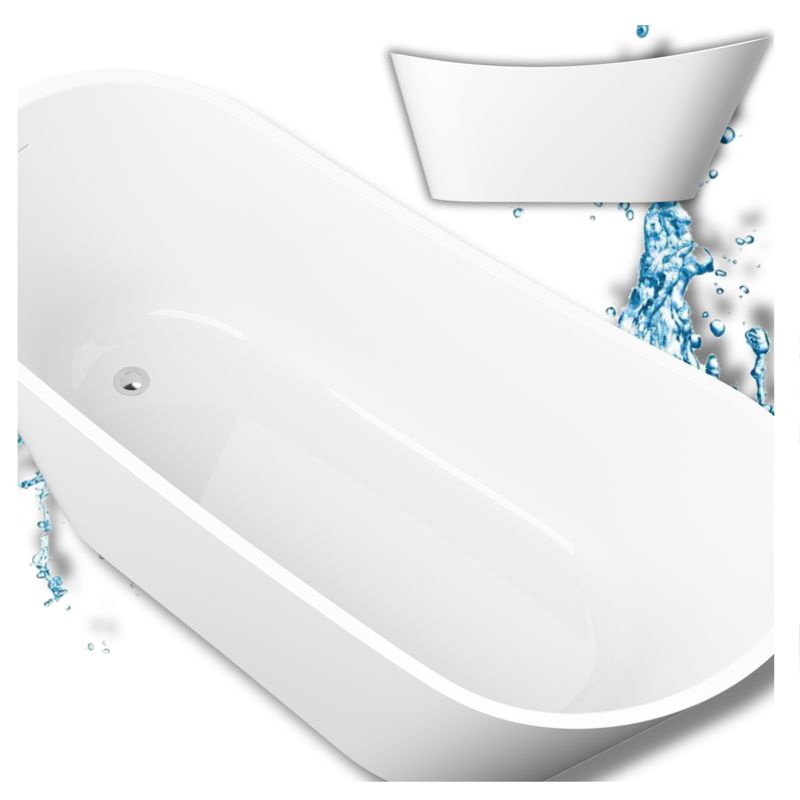 Wanna wolnostojąca owalna łazienkowa Granitan Riva biała nowoczesna akrylowa 170x75cm 1szt.