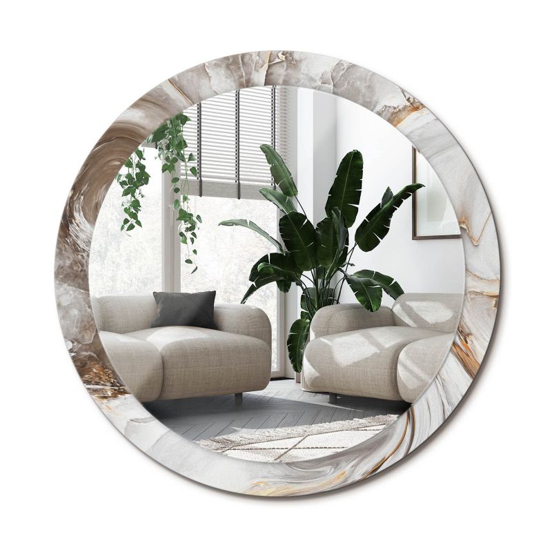 Lustro Okrągłe Tulup Jasny Marmur 90 cm Eleganckie Na Podkładzie 1 szt.