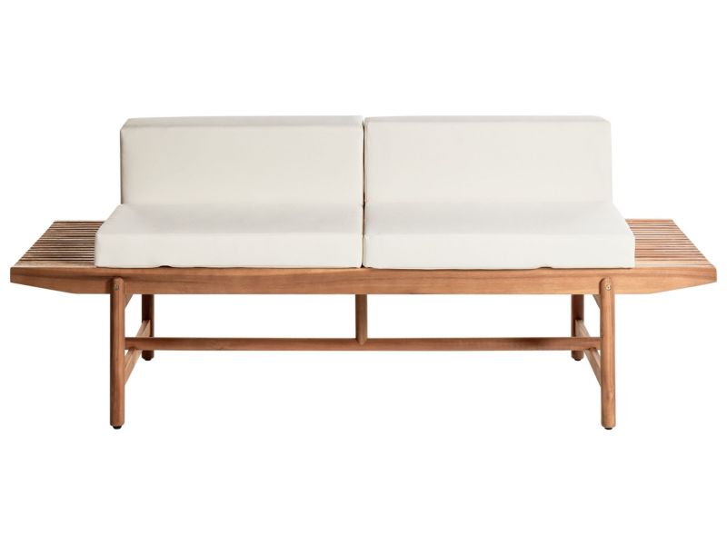 Ławka ogrodowa z poduchą Giaveno 210 cm Drewno akacjowe Złamana biel 1 szt.