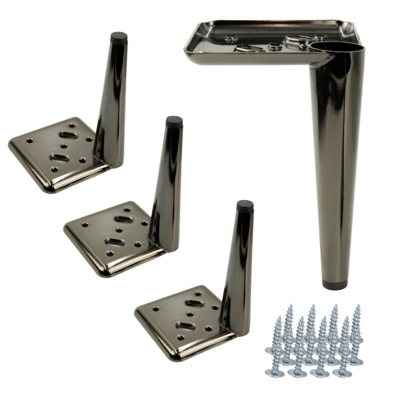 Nóżka meblowa B&B Szpilka czarny chrom wysokość 15 cm 4 szt