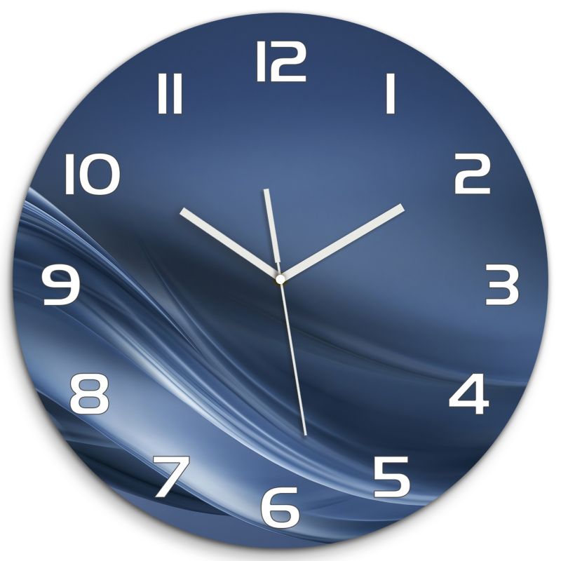 Zegar szklany Tulup Szara fala fi30 cm cichy 1 szt.