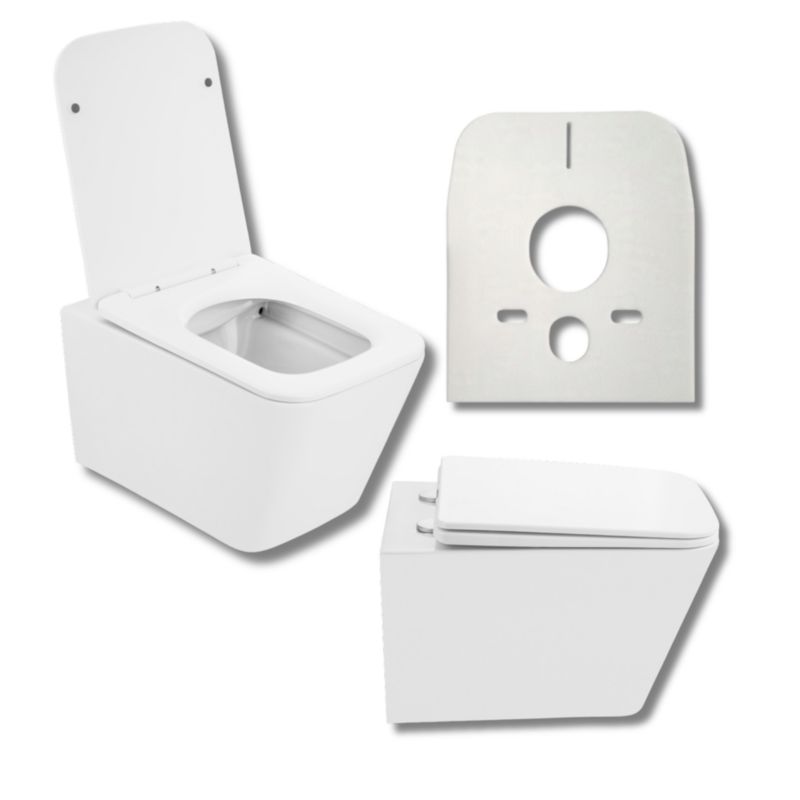 Miska Wc Podwieszana Toaletowa Rimless Granitan Bezkołnierzowa Deska Biała Luno 302 1 szt.