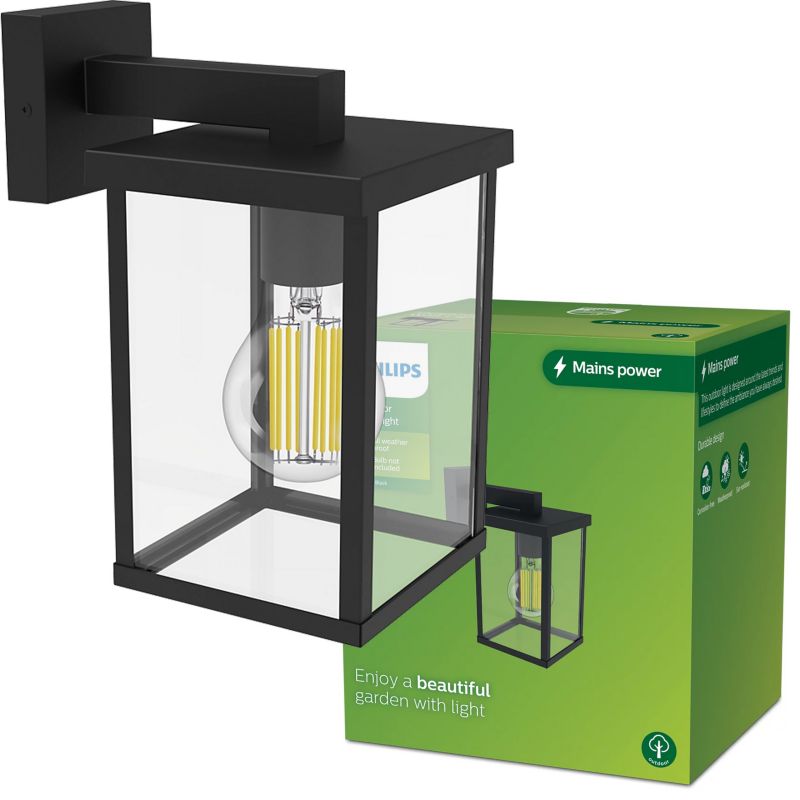 Kinkiet zewnętrzny Philips elewacyjny Bellini E27 IP44 prostokątny czarny 1 szt.