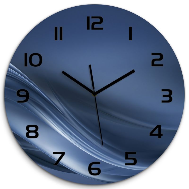 Zegar szklany Tulup Szara fala czarne wskazówki fi30 cm cichy 1 szt.