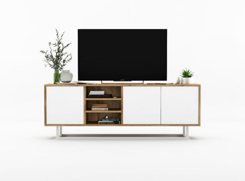 Szafka RTV Meble Lindner NILA 8 dąb wotan/grafit mat 150 1 szt.