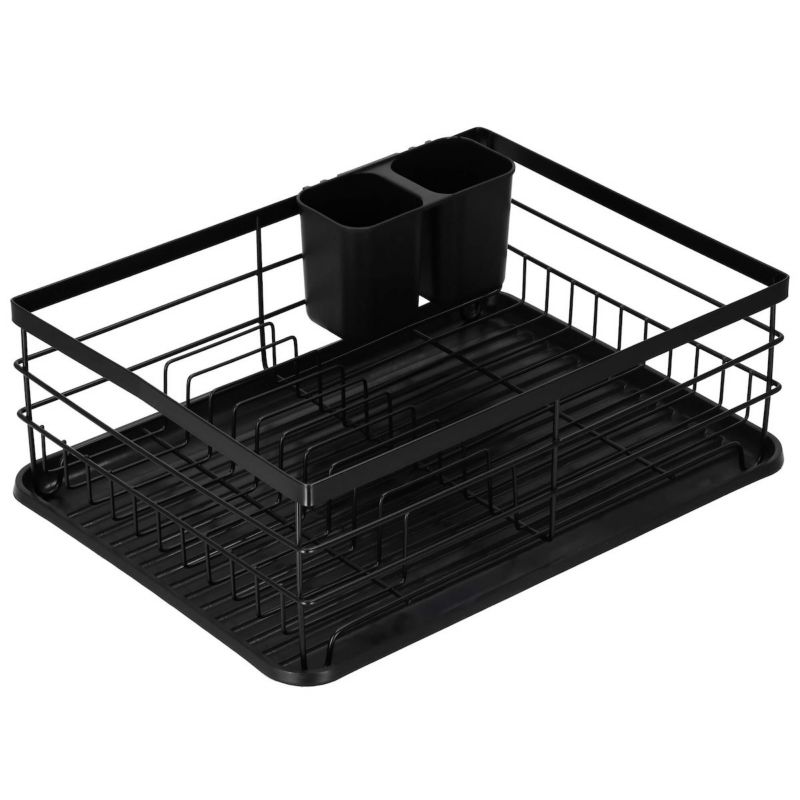 Suszarka metalowa do naczyń i sztućców Springos 31,5x 42x14,5 cm ociekacz z tacką czarny 1 szt.