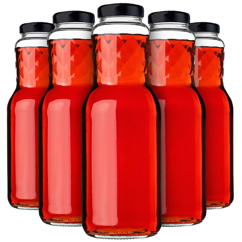 KADAX Butelka na soki 1L + wieczko fi53 czarne 5szt