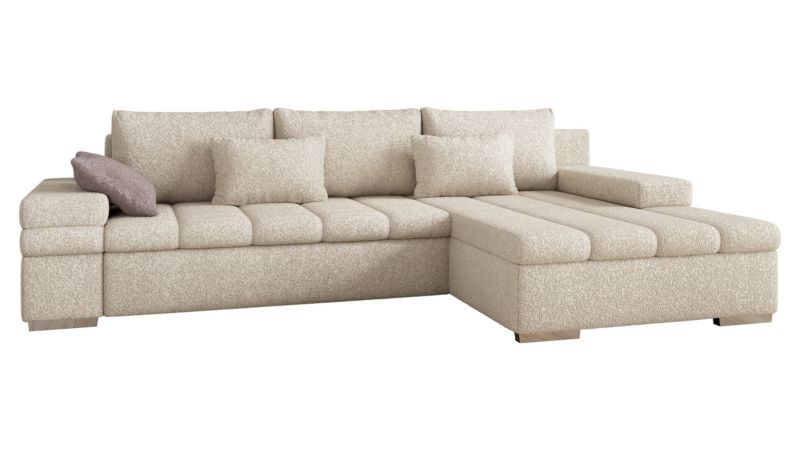 Narożnik z funkcją spania MIRJAN 24 Bangkok Premium prawy beżowa bukla/zgaszony róż 1 szt.