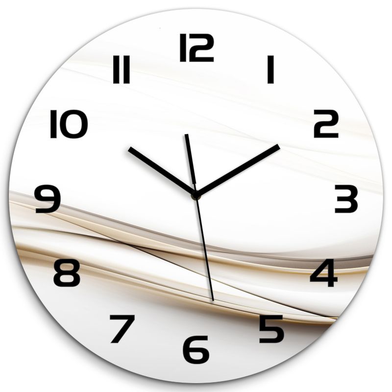 Zegar szklany Tulup Fale czarne wskazówki fi30 cm cichy 1 szt.