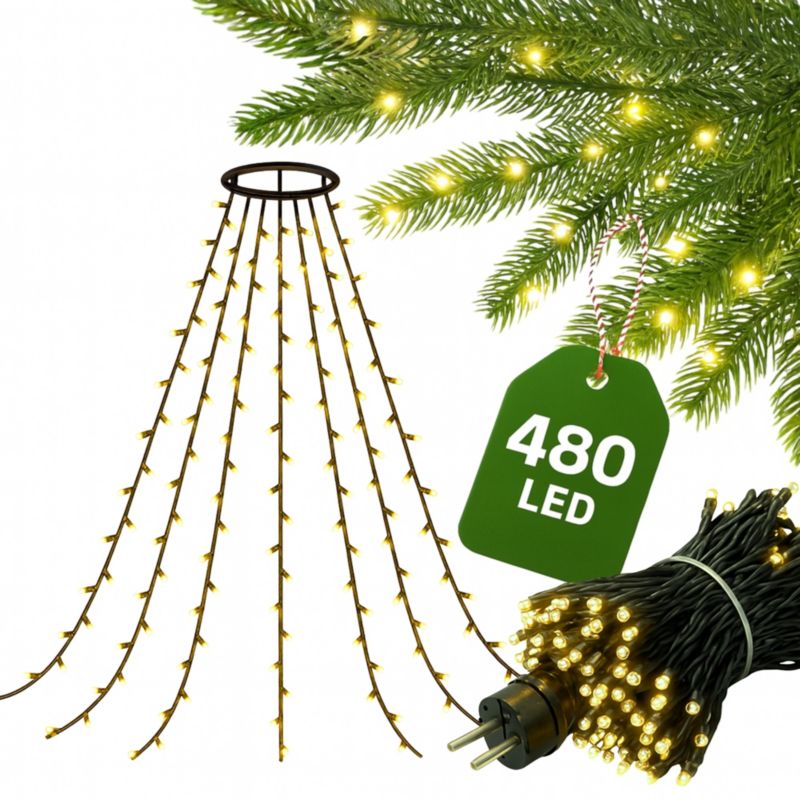 Kurtyna Świetlna Kamai Lampki Na Choinkę 480 lampek LED 15 Pasm - 1 szt.
