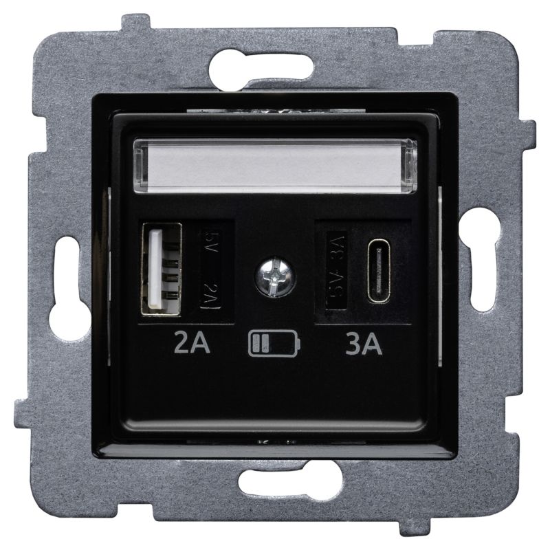 Gniazdo pojedyncze Polmark Tarnów z uziemieniem USB białe