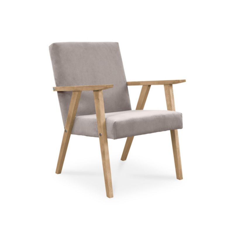 Fotel tapicerowany Bettso Lisek - prl w tkaninie paros na bukowej nodze beżowy 1szt.