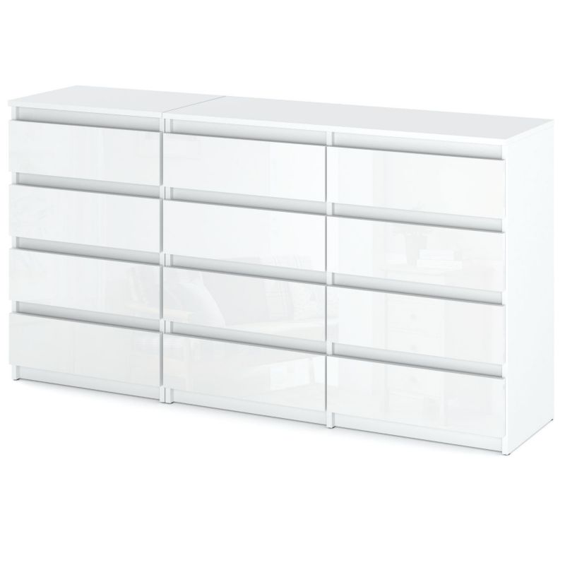 Duża Komoda Z 12 Szufladami Stiv-Meble Biały Mat Biały Połysk Szafka Rtv 180X33.5X92,5 Cm 1 szt.