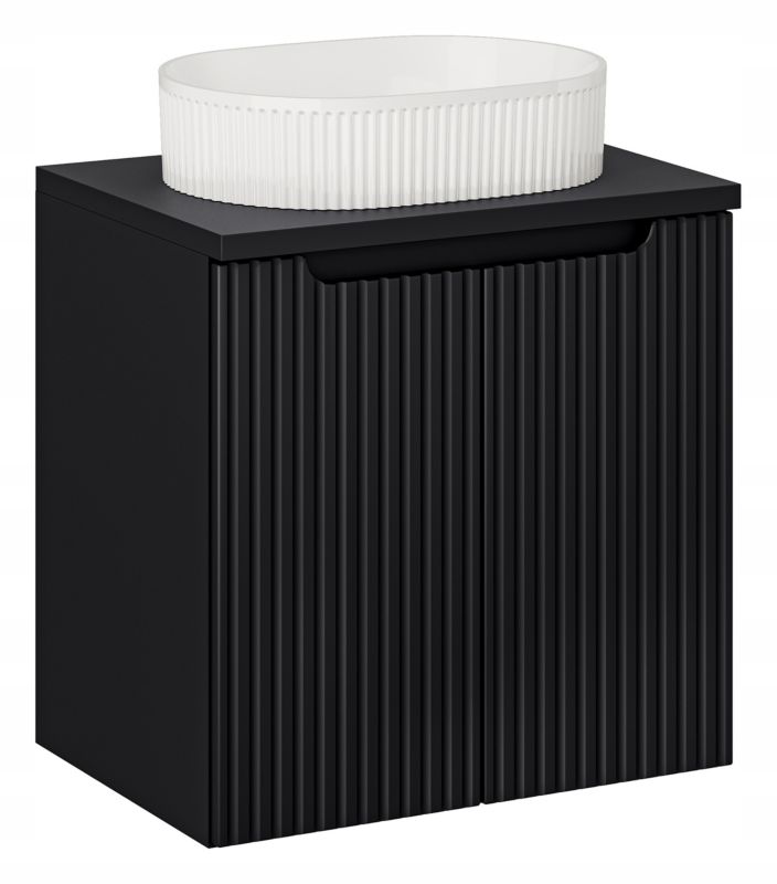 Szafka pod Umywalkę łazienkowa 60 cm Wisząca z Blatem Czarny Nova Black Czarna z Umywalką Furnidea 1szt.