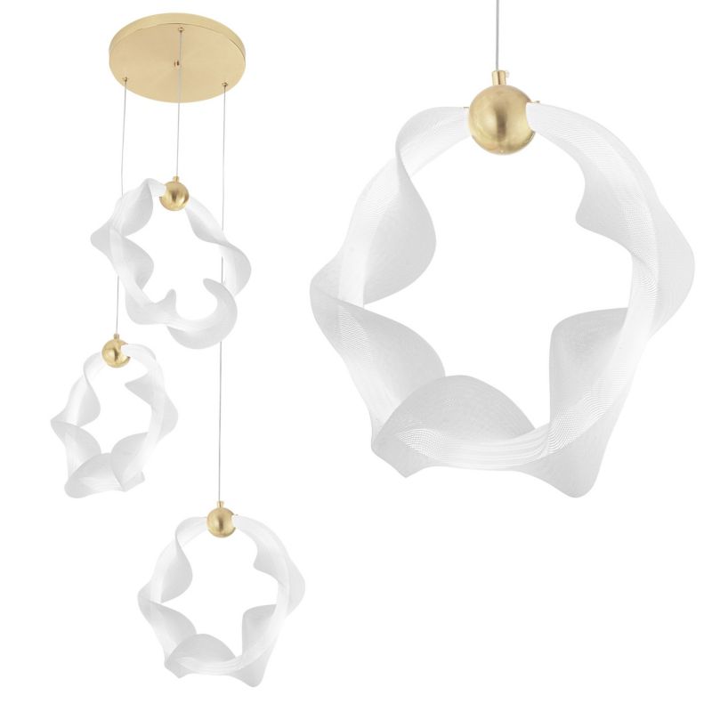 Lampa Sufitowa Wisząca Toolight Led G012-3Cpr Biały Złoty 1 Szt