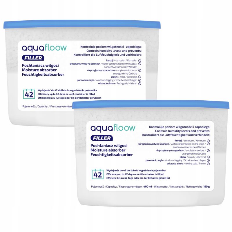 Pochłaniacz wilgoci, AquaFloow, osuszacz powietrza, bezzapachowy, 400ml, 2szt
