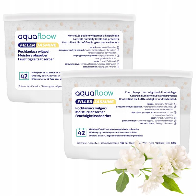 Pochłaniacz wilgoci, AquaFloow, osuszacz powietrza, 400ml, jaśminowy, 2szt