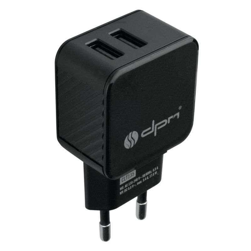 Ładowarka sieciowa DPM Solid 2 x USB czarna