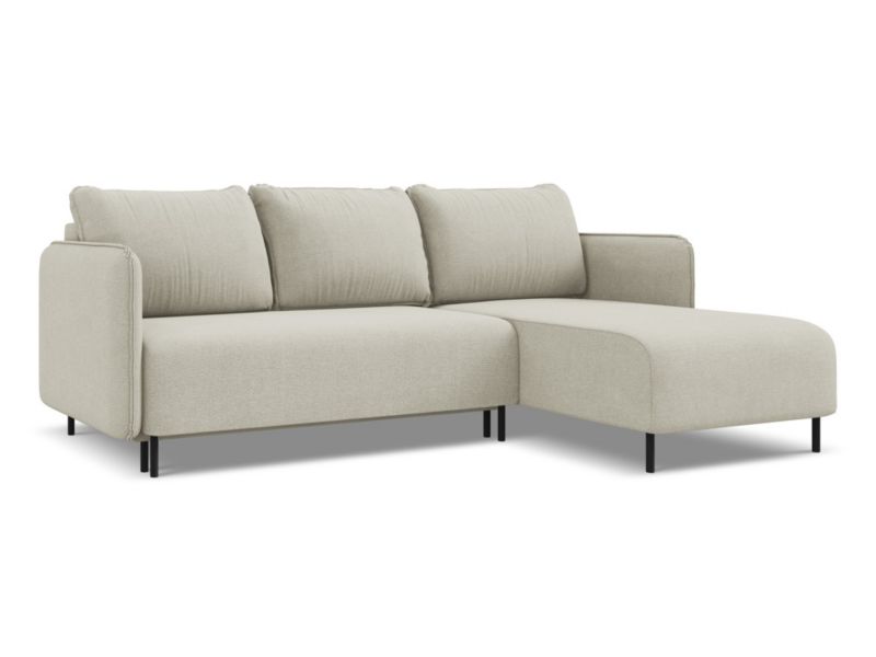 Narożnik prawostronny z funkcją spania LaMiaSofa FOGGIA z tkaniny strukturalnej 236x162 cm jasny beż 1 szt.