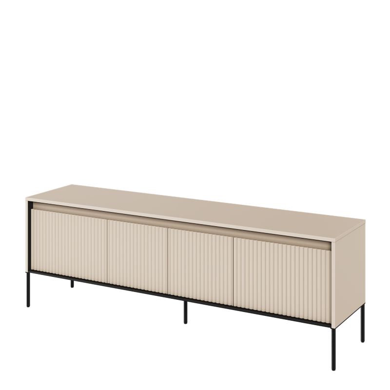 Szafka rtv czterodrzwiowa Bettso Trend 166 cm z oświetleniem LED i frezowanym frontem beżowy 1szt.