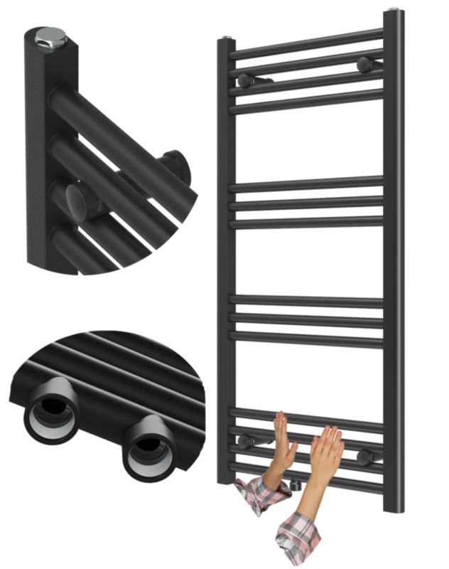 Grzejnik Łazienkowy Granitan Raven 100/50cm Czarny Kaloryfer Drabinkowy 1kpl.