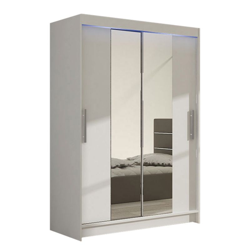 Szafa MIRJAN 24 z drzwiami przesuwnymi Miami II z oświetleniem RGB biały/lustro 1 szt.