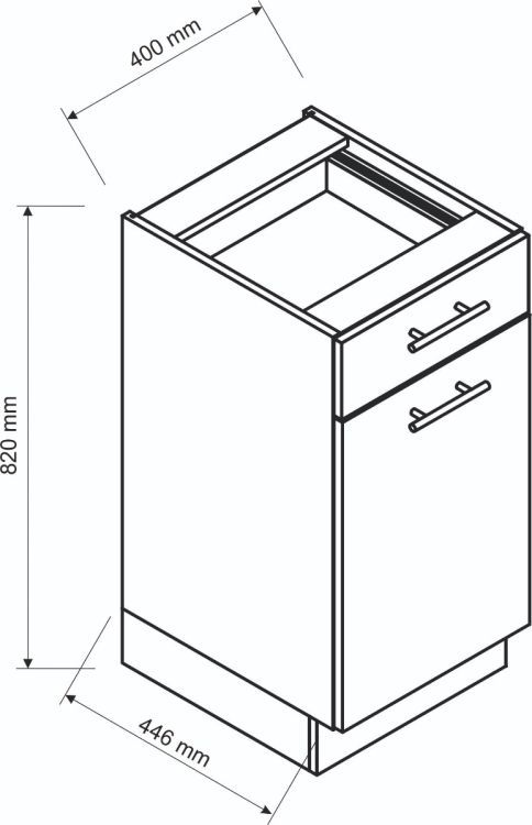 Szafka kuchenna stojąca 40 Stolkar CLARA D40S/1 P/L dąb 1 szt