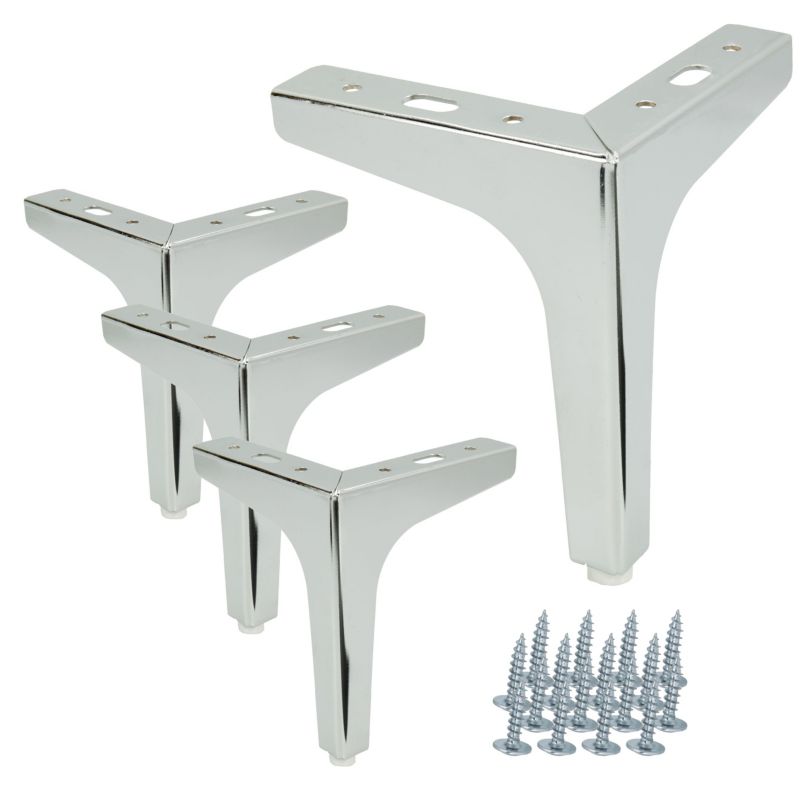 Zestaw 4 nóżek meblowych B&B Kotwica srebrny chrom wysokość 15 cm 4 szt