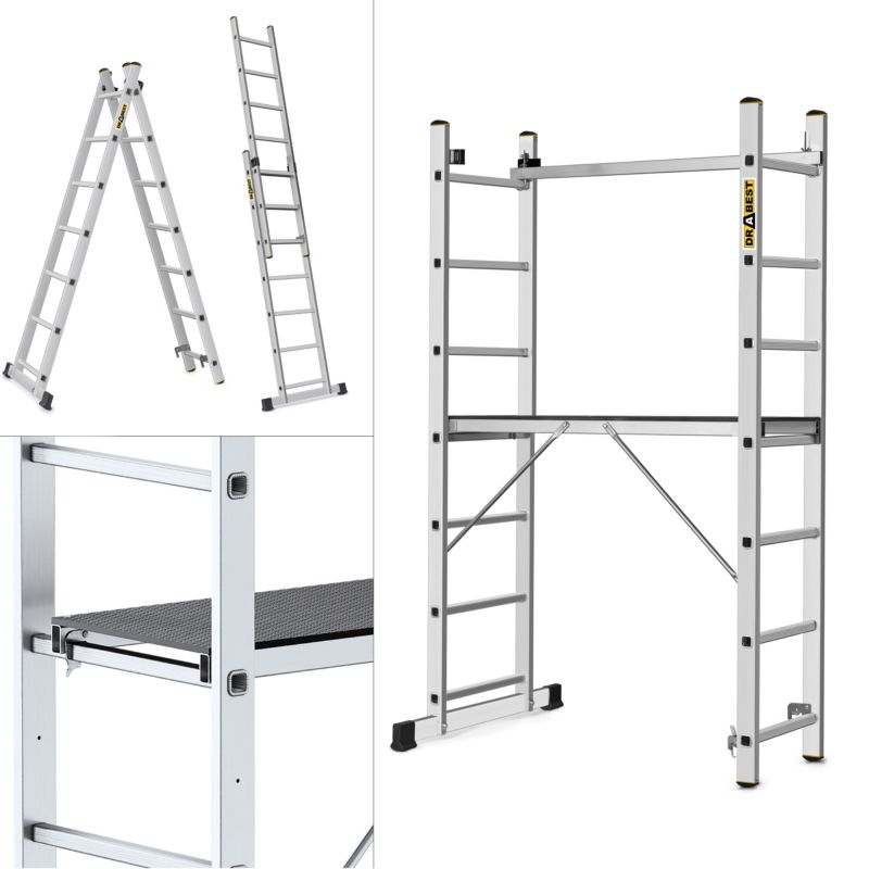 Rusztowanie aluminiowe 2x7 stopni DRABEST drabina PRO z podestem 1 szt.