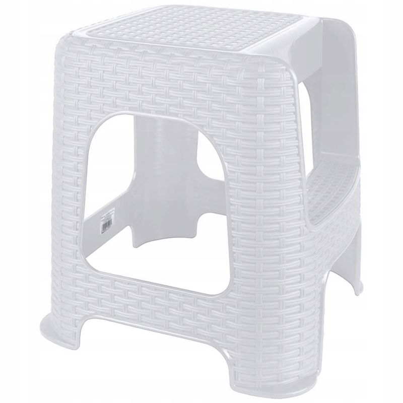 Taboret ze schodkiem Rodeno antypoślizgowy biały 1 szt.