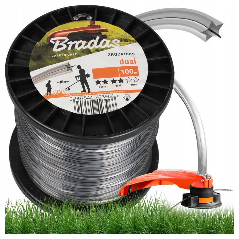 Żyłka tnąca do kosy i podkaszarki Bradas RIPPER DUAL wzmocniona 2,7mm 100m 1 szt.