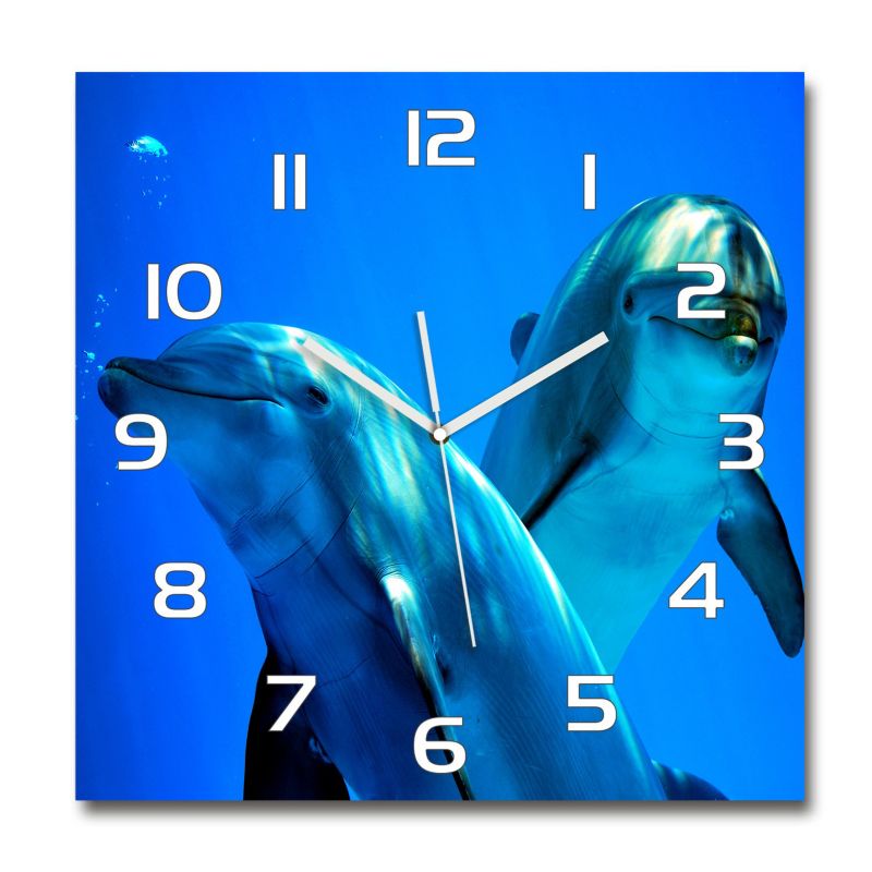 Zegar szklany Tulup Dwa delfiny 30x30 cm cm cichy 1 szt.