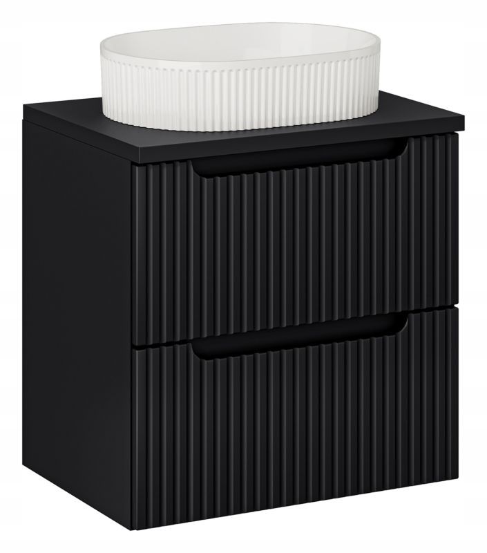 Szafka pod Umywalkę łazienkowa 60 cm Wisząca z Blatem Czarny Nova Black Czarna z Umywalką Furnidea 1szt.