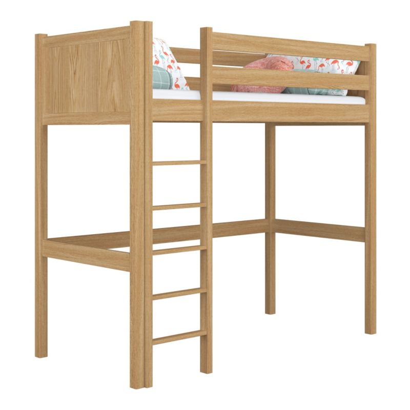 Dębowe łóżko na antresoli N-WOOD N06 90x190 dąb naturalny 1 szt.