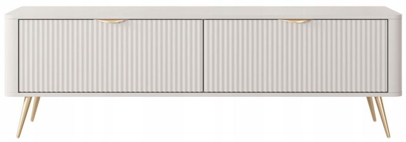 Szafka RTV Furnidea 163 cm beżowa frezowane fronty złote nóżki LANTE 1 szt.