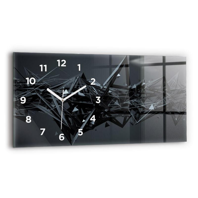 Zegar z białymi wskazówkami Wallfluent 60x30 cm Czarna abstrakcja Szklany 1 szt.