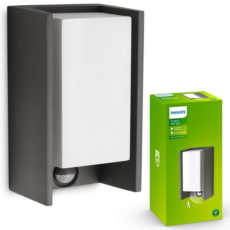 Kinkiet elewacyjny Philips z czujnikiem ruchu Bridge E27 IP44 antracyt 1 szt.