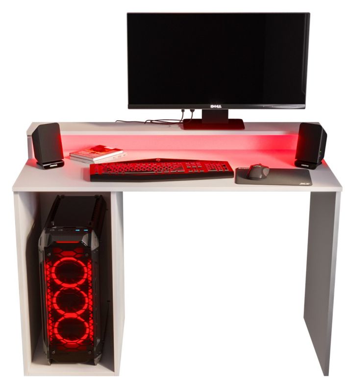 Biurko gamingowe Abiks GAMER 2 biały + LED 1 szt.