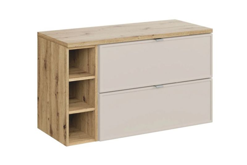 Szafka pod umywalkę COMAD nablatową BELLA CASHMERE 80cm kaszmir/dąb artisan - zestaw 100 cm z regałem i blatem 1 szt.