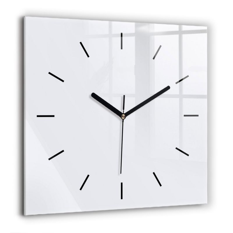 Zegar szklany czarne wskazówki Wallfluent 60x60 cm Biały 1 szt.