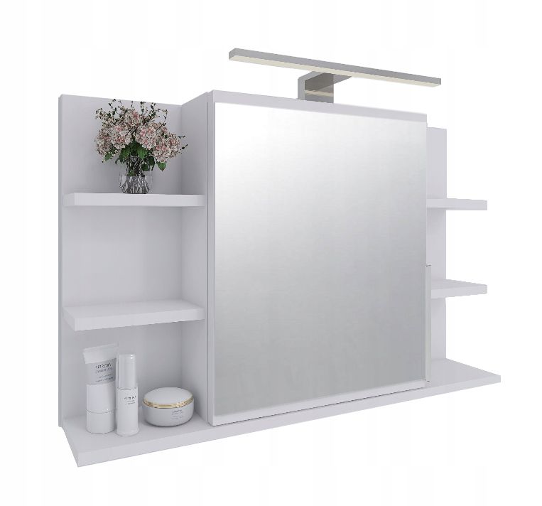 Szafka łazienkowa z lustrem Better Home 80 x 50 x 14 cm, Oświetlenie LED, Biała, 1 szt.