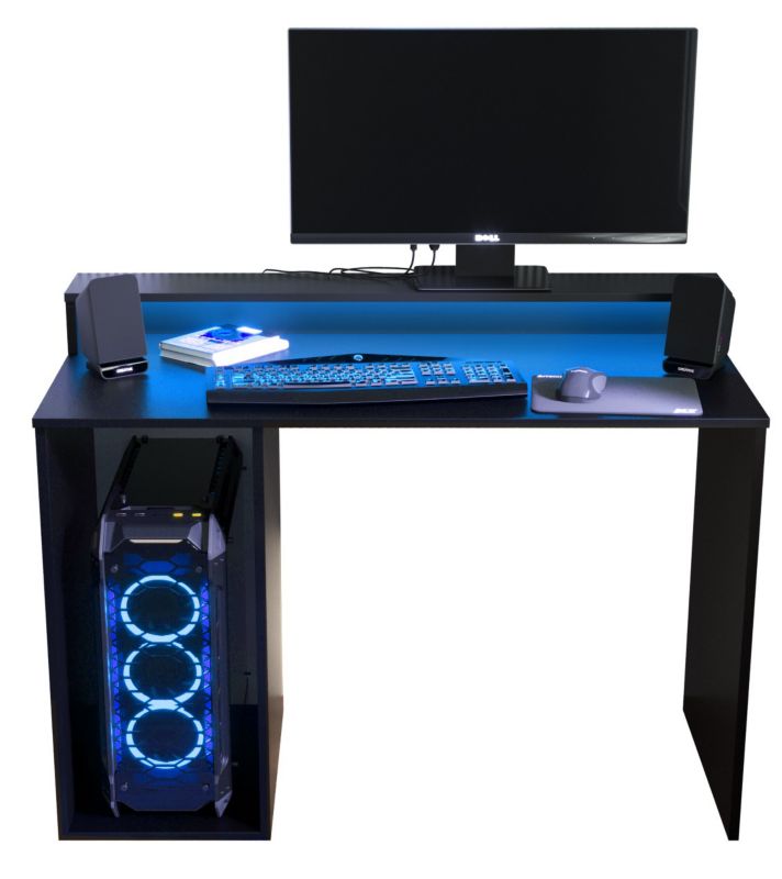 Biurko gamingowe Abiks GAMER 2 czarny + LED 1 szt.