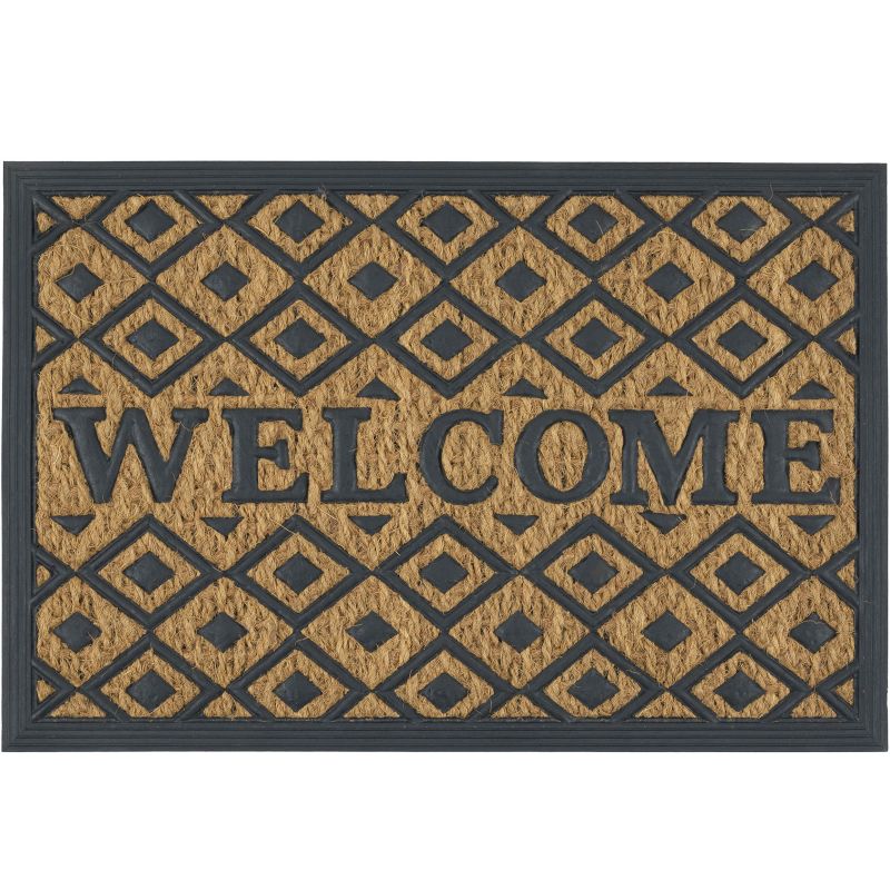 Wycieraczka Panama Welcome 40x60 cm e-floor pod drzwi geometryczny guma kokos naturalny brązowy czarny 1 szt