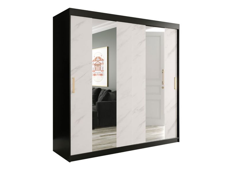 Szafa MIRJAN 24 Marmur Pole 200 czarny mat / biały marmur 1 szt.