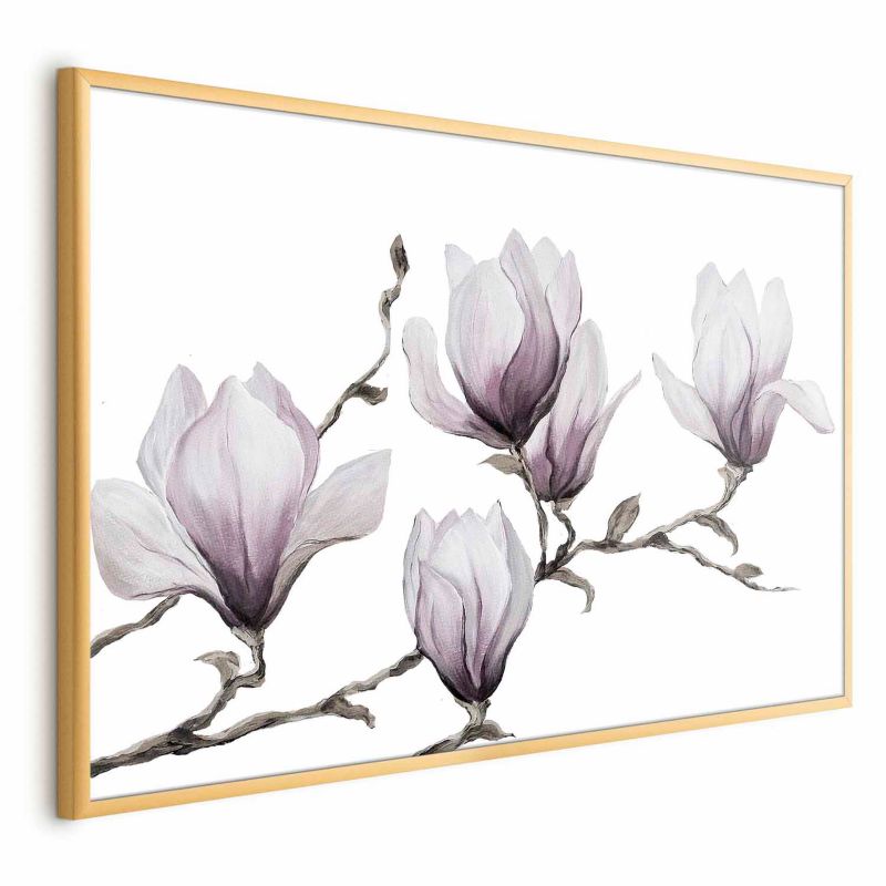 Plakat Artgeist Malowane magnolie 90x60 cm z ramą złotą 1 szt