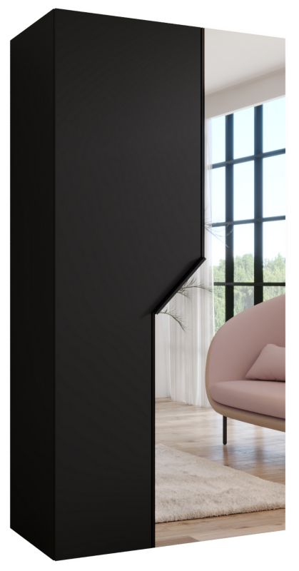 Szafa uchylna z lustrem otwierana Abiks ANDREW 2 100 wys 202 cm Czarny + Czarny 1 szt