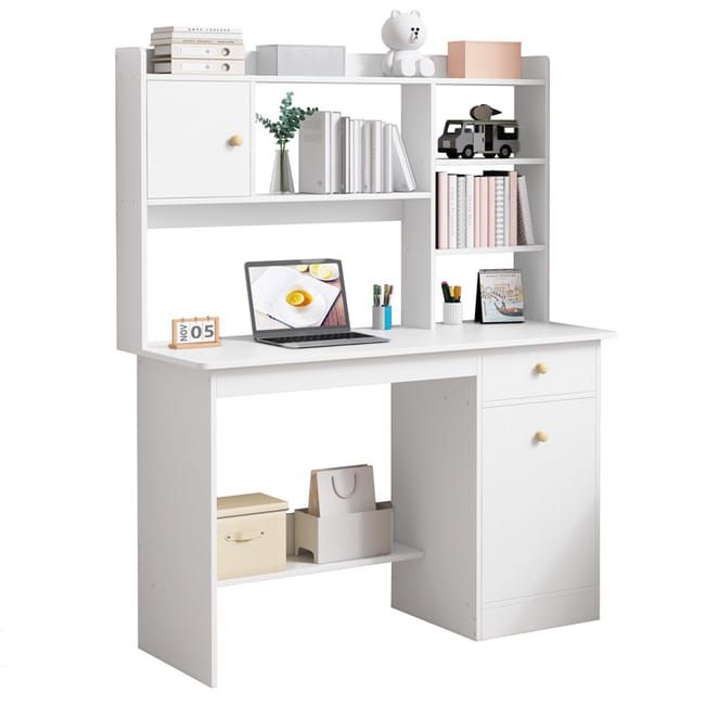 Biurko komputerowe Rebiko białe skandynawskie 7 półek 120 cm 1 szt.