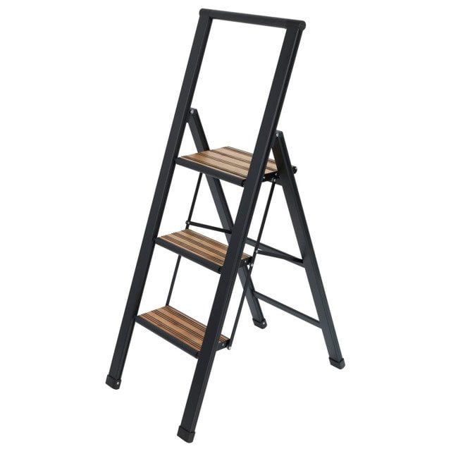 Drabina aluminiowa Wenko z antypoślizgową powierzchnią, 3 stopnie, max 150kg, czarna, 1 szt.