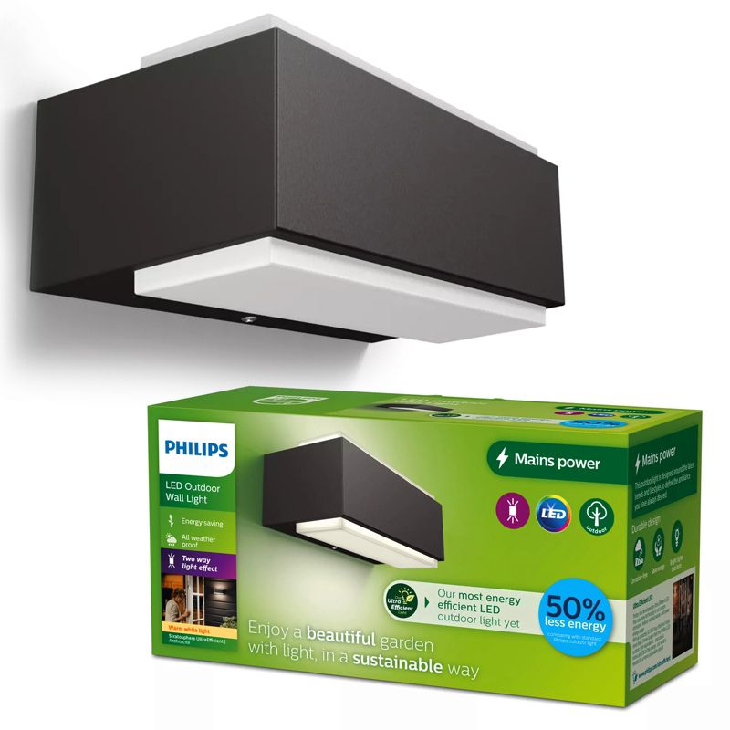 Kinkiet Ogrodowy Philips Lampa Elewacyjna Zewnętrzna LED 3.8W 800lm 2700K Antracyt 1 szt.